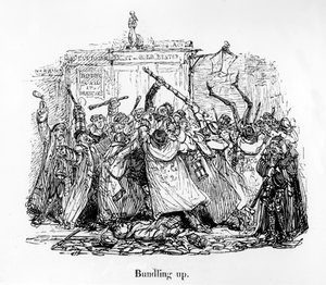 Bundling Up, ilustrace z knihy Mornings at Bow Street: A Selection of Most Humorous and Entertaining Reports which Have Appeared in the 